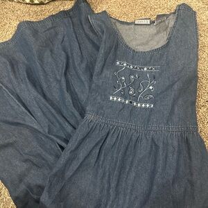 Erika & co denim embroidered drawstring dress